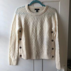 J.Crew Cable-Knit Sweater with Buttons - Cream